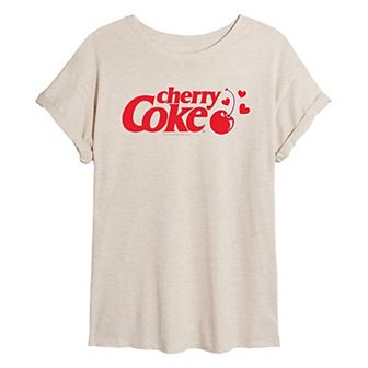 Juniors' Cherry Coke Heart Oversized Tee