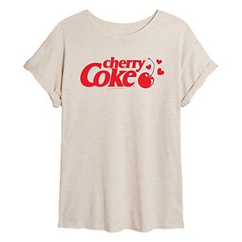 Juniors' Cherry Coke Heart Oversized Tee