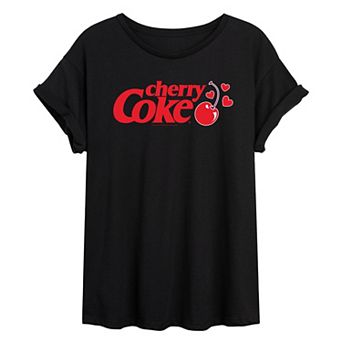 Juniors' Cherry Coke Heart Oversized Tee