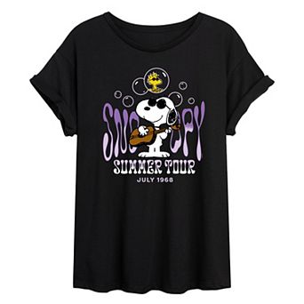 Juniors' Peanuts Snoopy Summer Tour Oversized Tee