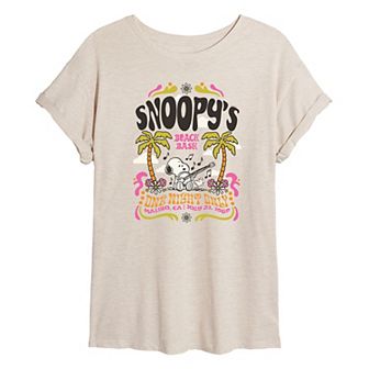 Juniors' Peanuts Snoopy's Beach Bash Oversized Tee