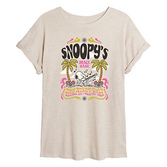 Juniors' Peanuts Snoopy's Beach Bash Oversized Tee