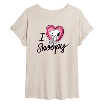 Juniors' Peanuts I Heart Snoopy Oversized Tee