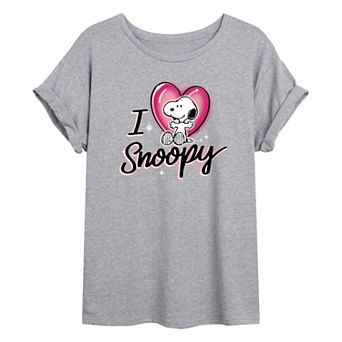 Juniors' Peanuts I Heart Snoopy Oversized Tee