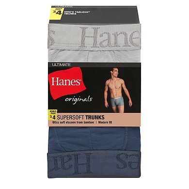 Men's Hanes® Originals Ultimate SuperSoft Trunk Underwear 3-Pack + 1 Bonus Pack