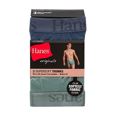 Men's Hanes® Originals Ultimate 3 Pack SuperSoft Trunk Briefs