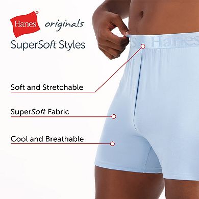 Men's Hanes® Originals Ultimate SuperSoft Knit Boxers 3-Pack + 1 Bonus Pack