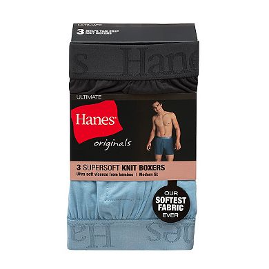 Men's Hanes® Originals Ultimate 3-Pack SuperSoft Knit Boxers