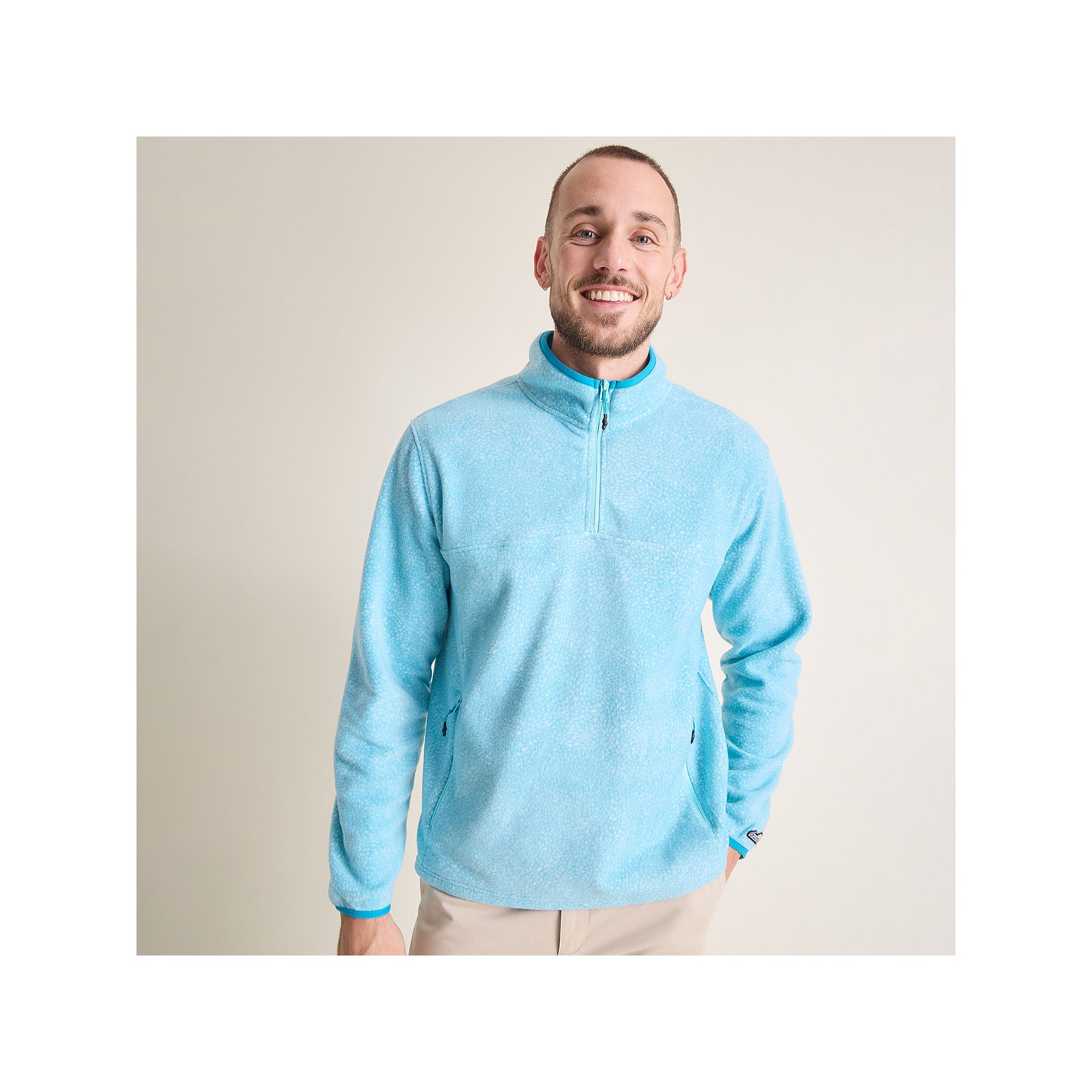 Mens Chubbies Quarter-Zip Microfleece Sweatshirt, Size: Small, Blue