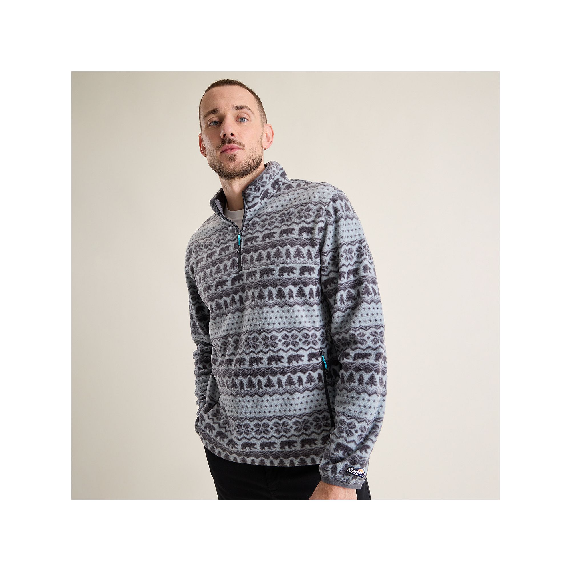 Mens Chubbies Quarter-Zip Microfleece Sweatshirt, Size: Small, Gray