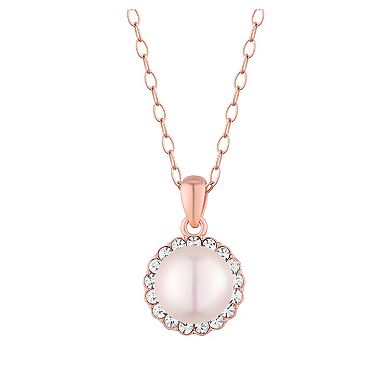 Argento Forte Sterling Silver Cultured Freshwater Pearl & Crystal Halo Pendant & Earrings Set