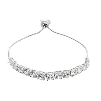 Argento Forte Sterling Silver Graduated Cubic Zirconia Adjustable Bolo Bracelet