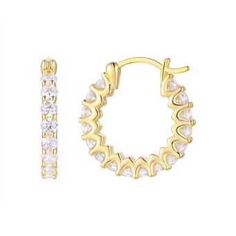 Argento Forte 14k Gold Over Sterling Silver Cubic Zirconia Hoop Earrings