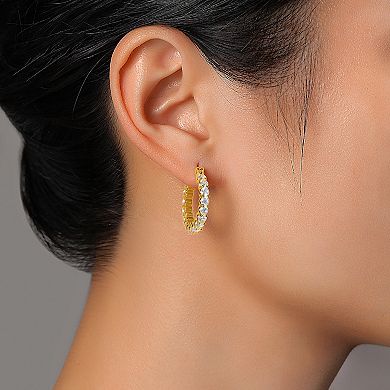 Argento Forte 14k Gold Over Sterling Silver Cubic Zirconia Hoop Earrings