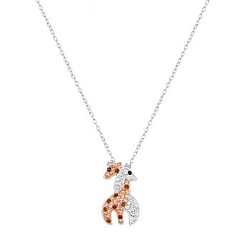Argento Forte Sterling Silver Crystal Giraffe Pendant Necklace
