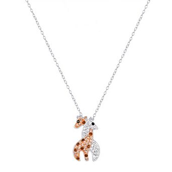 Argento Forte Sterling Silver Crystal Giraffe Pendant Necklace
