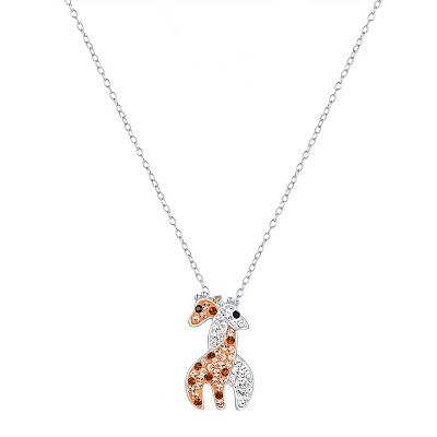 Sterling Silver Crystal Giraffe Pendant Necklace