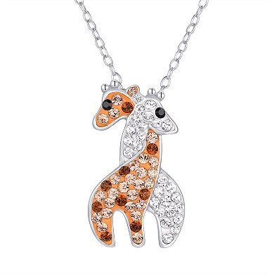 Argento Forte Sterling Silver Crystal Giraffe Pendant Necklace