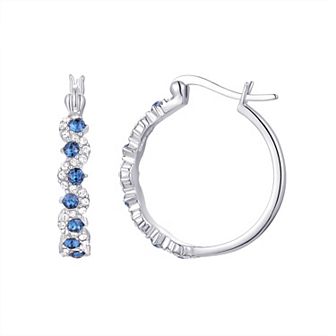 Argento Forte Sterling Silver Crystal Hoop Earrings