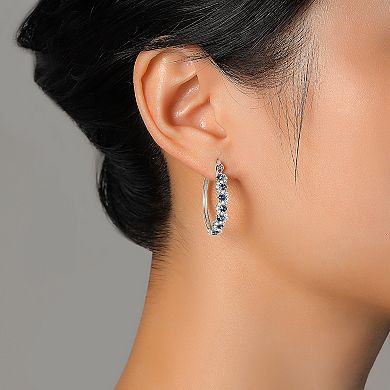 Argento Forte Sterling Silver Crystal Hoop Earrings