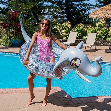 Inflatable Elephant Pool Tube Jumbo 48 Inch Glitter PoolCandy
