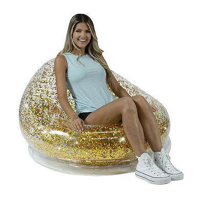 Inflatable Gold Glitter Chair by AirCandy - A comfortable form fitting beanles beanbag style chair for indoors & outdoors