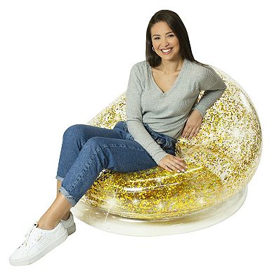 Inflatable Gold Glitter Chair by AirCandy - A comfortable form fitting beanles beanbag style chair for indoors & outdoors