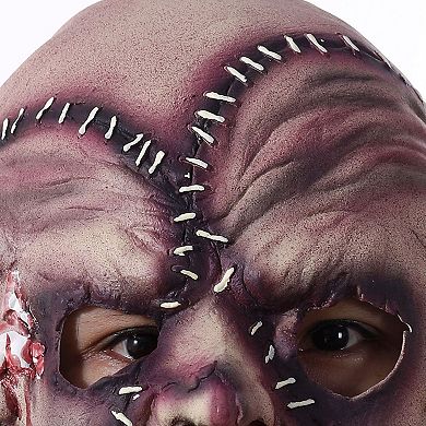 Halloween Party Three-sided Grimace Horror Mask Latex Soft Ghost Festival Simulation Face Headgear