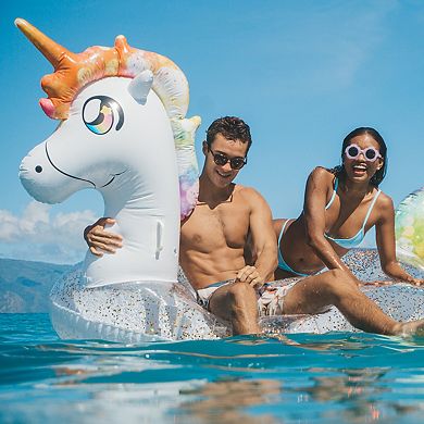Gigantic Rainbow Unicorn Glitter Pool Raft PoolCandy