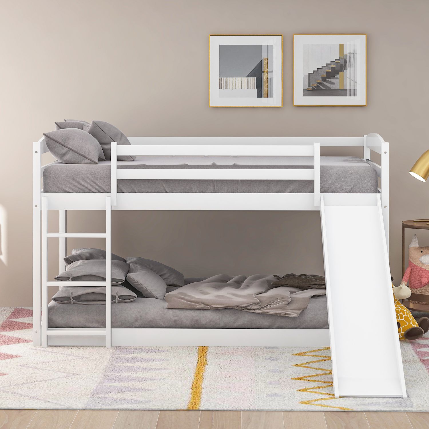 Meax Twin Size Wood Loft Bed, House Bed Fame