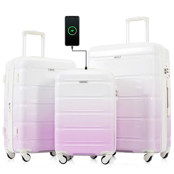 Merax Hardshell Luggage Sets 3 Pcs Spinner Suitcase With Tsa Lock，20