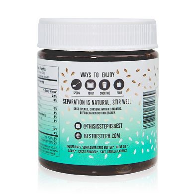 Steph's Best Cacao Chocolate Flavored Protein Butter, Sunflower Seed Spread
