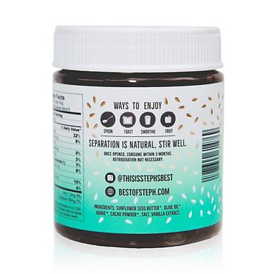 Steph's Best Cacao Chocolate Flavored Protein Butter, Sunflower Seed Spread