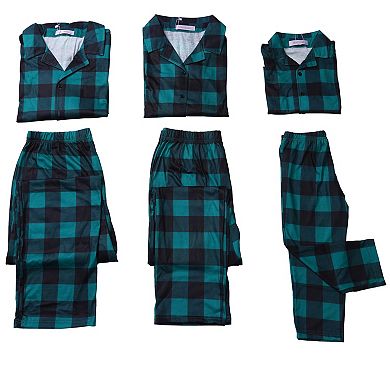 Men's Christmas Plaid Long Sleeve Tee With Pants Loungewear Family Pajama Set