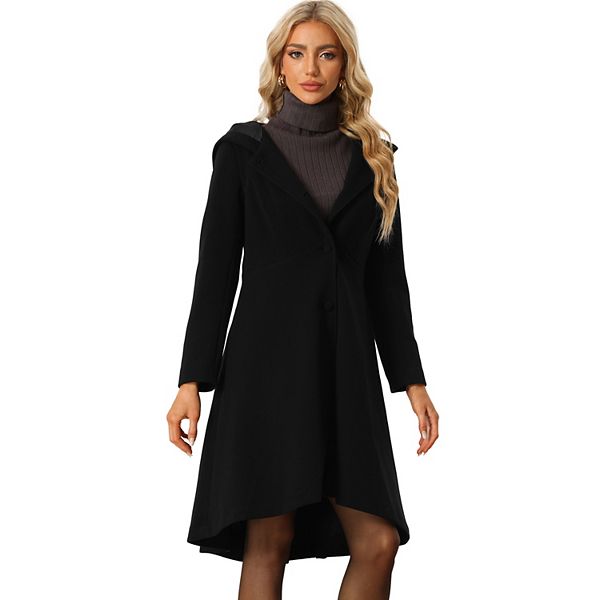 Women's Winter Overcoat Hooded Button Solid Color Long Coat