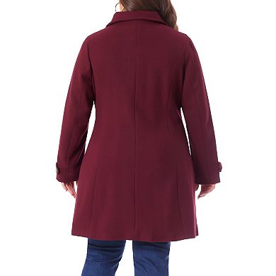 Plus Size Coat For Women Turndown Collar Single Breasted Long Wool Coats