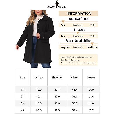 Plus Size Coat For Women Turndown Collar Single Breasted Long Wool Coats