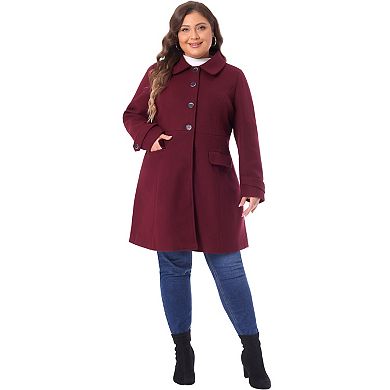 Plus Size Coat for Women Turndown Collar Single Breasted Long Coats