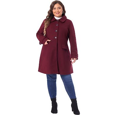 Plus Size Coat For Women Turndown Collar Single Breasted Long Wool Coats