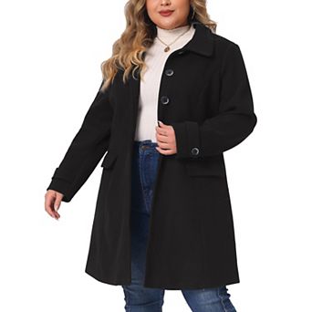 Plus Size Coat for Women Turndown Collar Single Breasted Long Coats