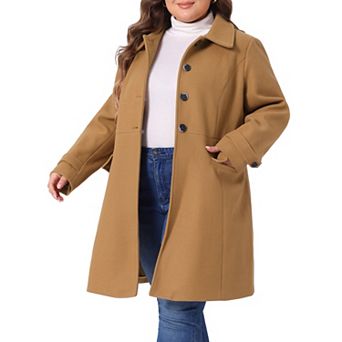 Plus Size Coat for Women Turndown Collar Single Breasted Long Coats