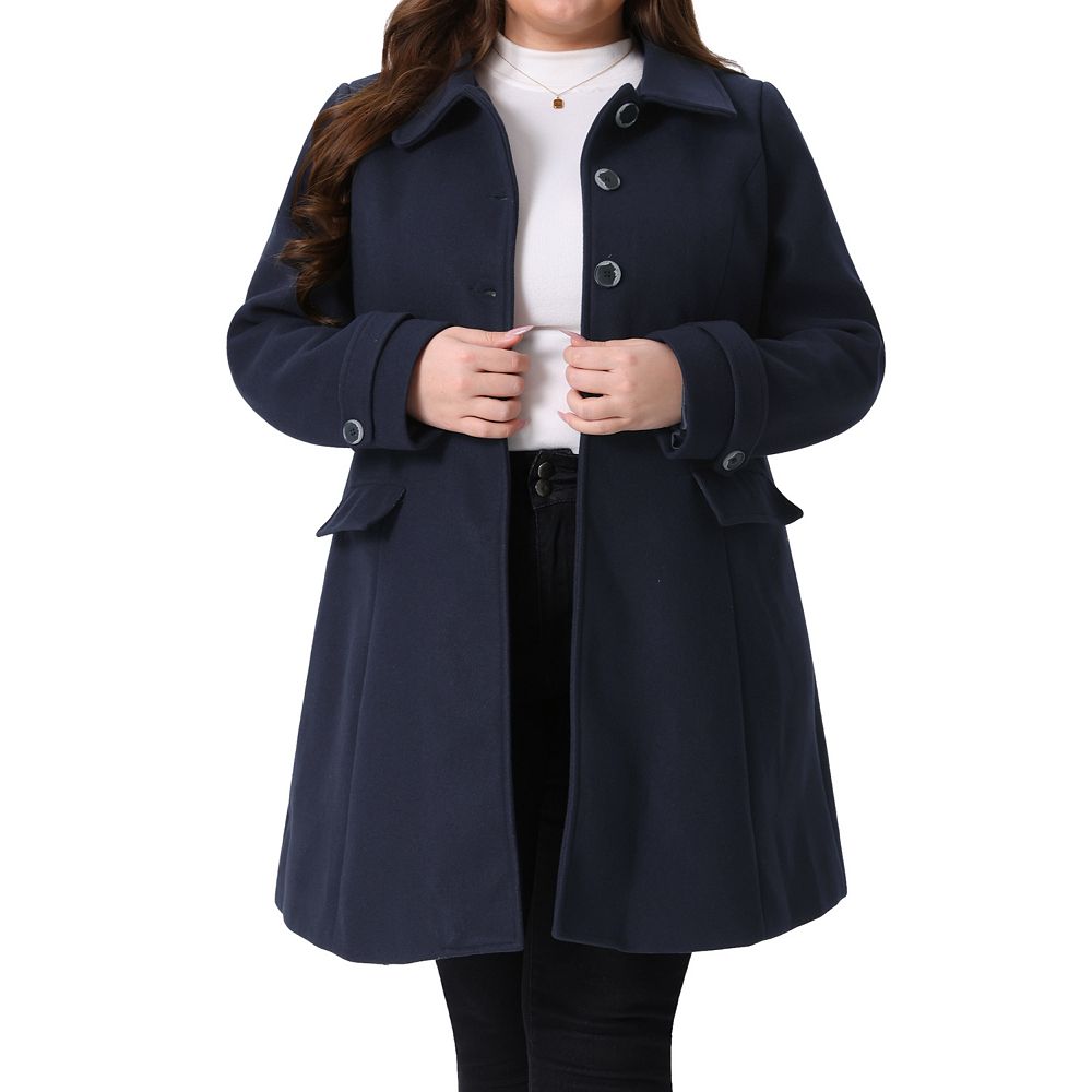 Plus Size Coat for Women Turndown Collar Single Breasted Long Coats