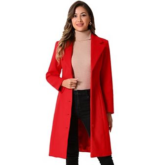 Women's Notched Lapel Single Breasted Outwear Work Long Winter Coat