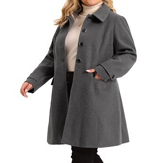Plus Size Coat for Women Turndown Collar Single Breasted Long Coats