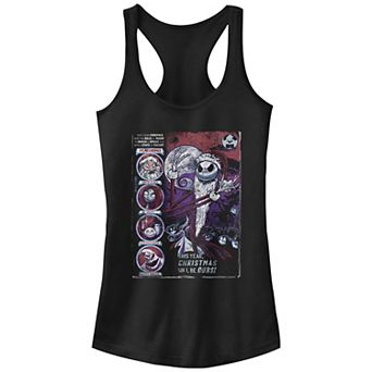 Disney's The Nightmare Before Christmas Characters Comic Book Cover Juniors' Racerback Tank Top