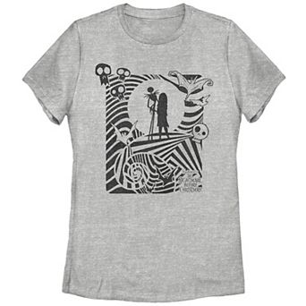 Disney's The Nightmare Before Christmas Jack Skellington And Sally Hypnotic Print Juniors' Graphic Tee
