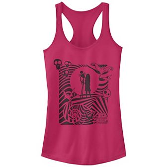 Disney's The Nightmare Before Christmas Jack Skellington And Sally Hypnotic Print Juniors' Racerback Tank Top