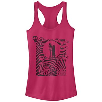 Disney's The Nightmare Before Christmas Jack Skellington And Sally Hypnotic Print Juniors' Racerback Tank Top