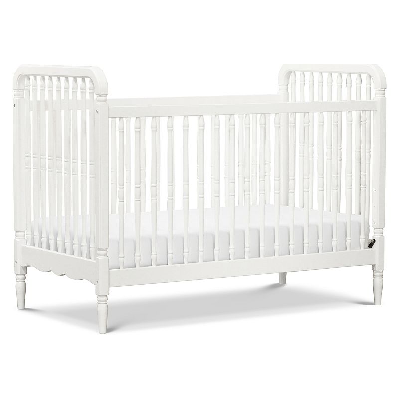Namesake Liberty 3-in-1 Convertible Spindle Wood Crib with Toddler Bed Conversion Kit, Warm White