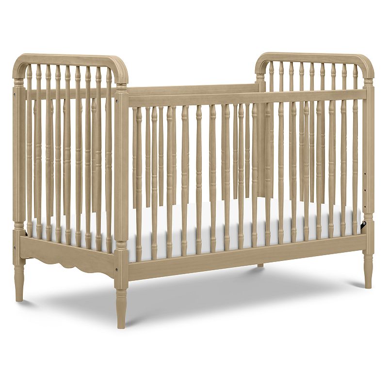 Namesake Liberty 3-in-1 Convertible Spindle Wood Crib with Toddler Bed Conversion Kit, Washed Green